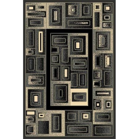 A CD 6 x 9 Gallery Machine Carved Area Rug - Grey  Black & Chocolate g-202